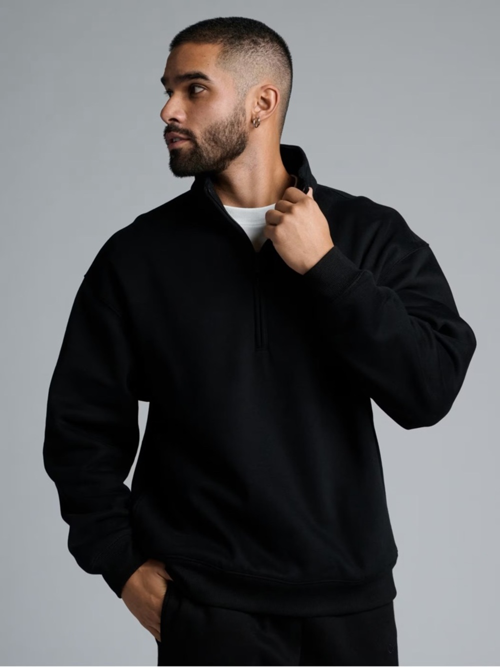 Comfrt Mock Neck Basic Quarter-Zip Pullover Sweatshirt****Sold out****
